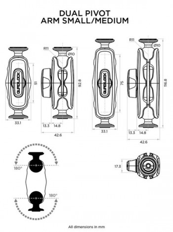 Brazo de doble pivote QUAD LOCK 360 - Version pequeña