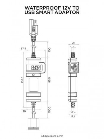 Adaptador impermeable QUAD LOCK de 12V a USB