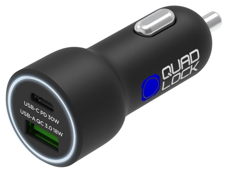 Cargador para mechero QUAD LOCK doble USB (C+A) 48W
