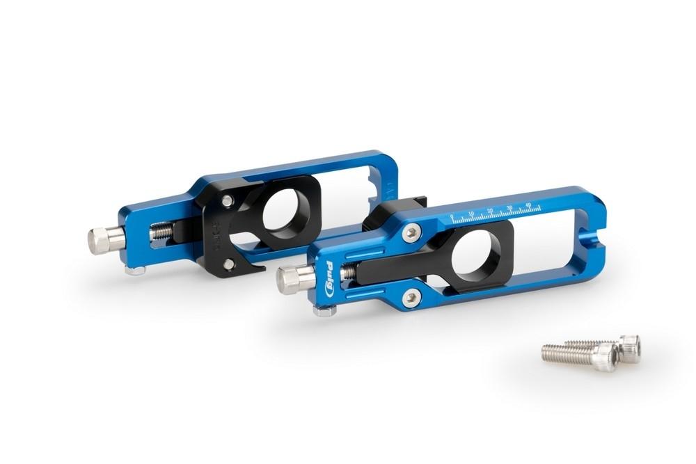 Tensores cadena aluminio CNC Kawasaki ZX-10R 2011-2015 azules