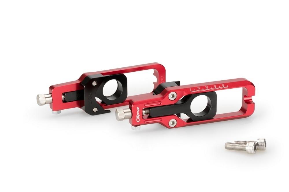 Tensores cadena aluminio CNC Kawasaki ZX-10R 2011-2015 rojos