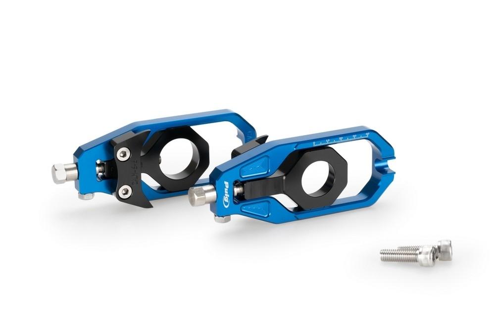 Tensores cadena aluminio CNC Yamaha T-Max 530 2012-2019, T-Max 560 2020-2024 azules