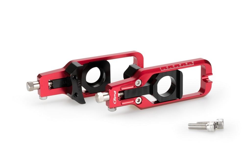 Tensores cadena aluminio CNC Yamaha T-Max 530 2012-2019, T-Max 560 2020-2024 rojos