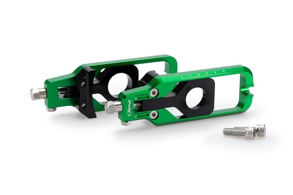 Tensores cadena aluminio CNC Yamaha MT-10 2016-2020, YZF-R1 2015-2019 verdes