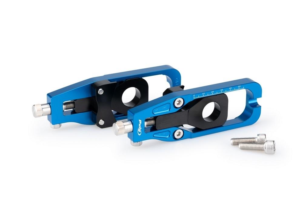 Tensores cadena aluminio CNC Kawasaki Z900 2017-2024 azules