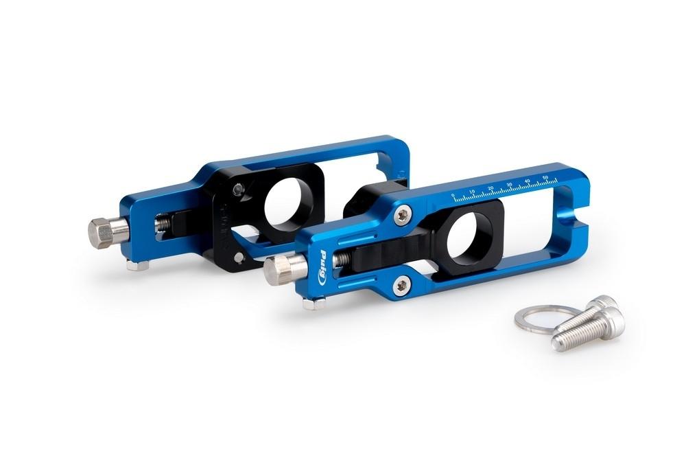 Tensores cadena aluminio CNC Kawasaki ZX-10R 2016-2024, ZX-10RR 2021-2024 azules