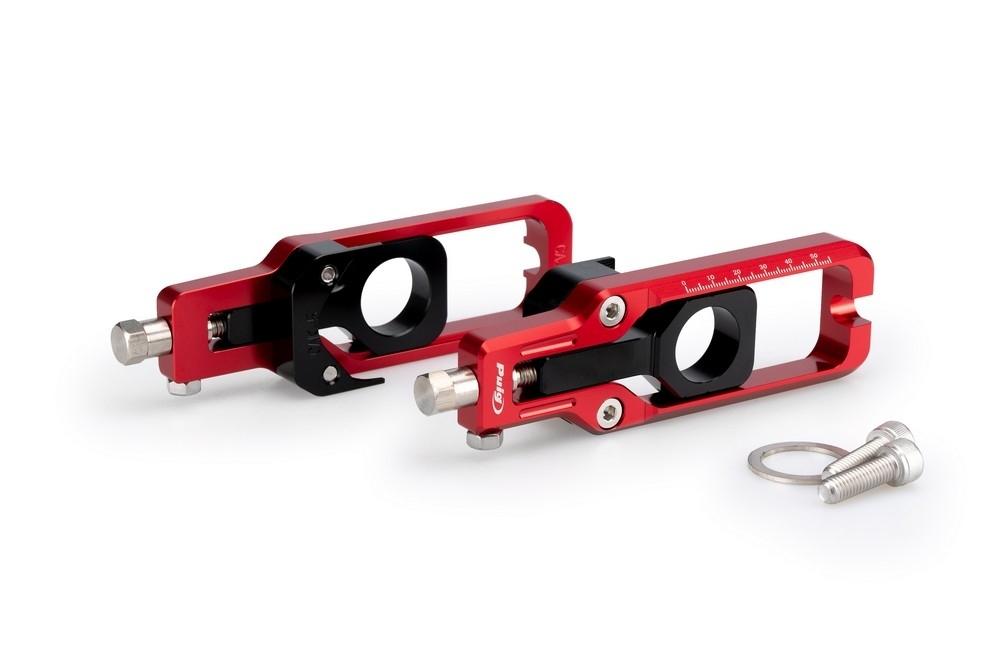 Tensores cadena aluminio CNC Kawasaki ZX-10R 2016-2024, ZX-10RR 2021-2024 rojos