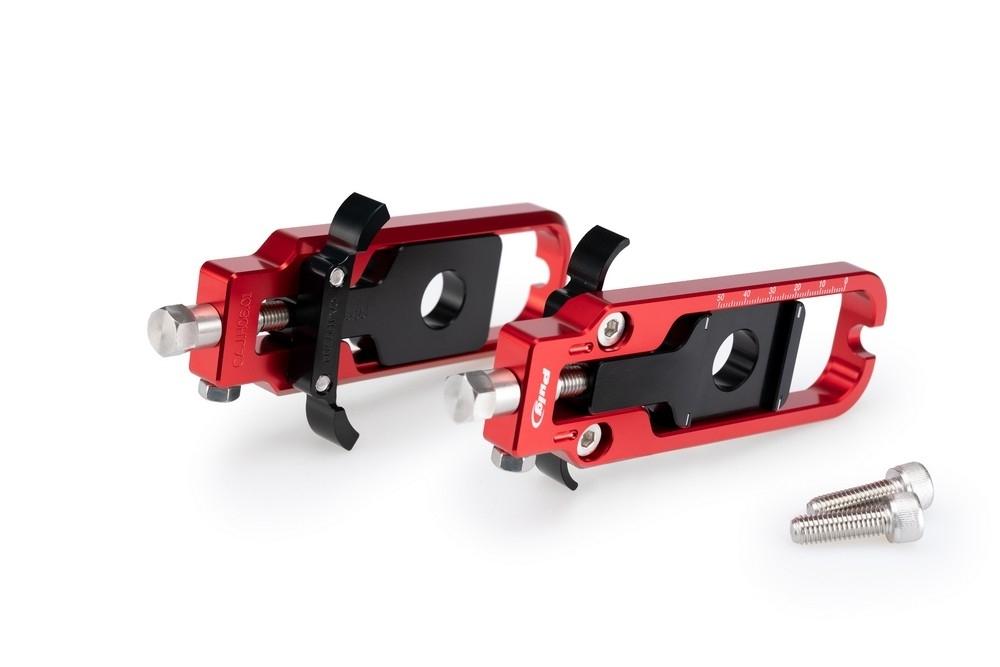 Tensores cadena aluminio CNC Honda CB500 Hornet 2024, CB750 Hornet 2023-2024 rojos