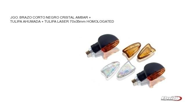 Intermitentes Puig Star brazo corto + 3 lentes negros  (homologados)  (par)
