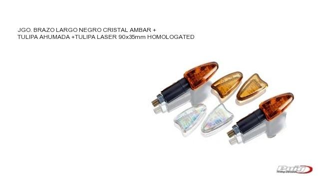 Intermitentes Puig Star brazo largo + 3 lentes negros  (homologados)  (par)