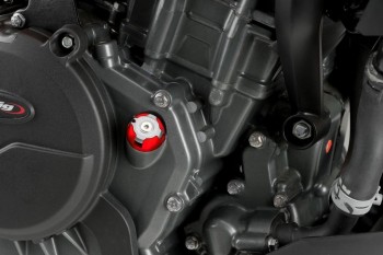 Tapon llenado aceite motor Husqcarna Svartpilen, Vitpilen, KTM Duke, RC 125/390, Triumph Scrambler 400X, Speed 400 rojo