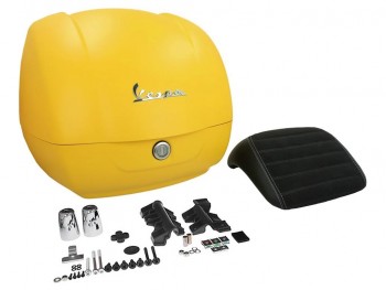 Baul 36L Vespa GTS, GTV, Super Amarillo mate 974/A respaldo negro supersport