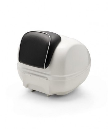 Baul 36L Vespa GTS, GTV, Super Blanco montebianco 544 respaldo negro con borde blanco