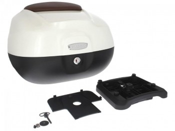Baul 37L Piaggio Beverly, Medley, MP3 Blanco Perla 566 respaldo marron