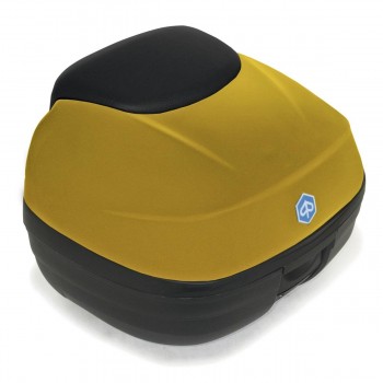 Kit Baul Piaggio MP3 300/350/400/500 desde 2018 37 litros Amarillo oro mate LE respaldo negro sport