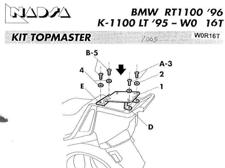 Soporte baul Shad Top master BMW K1100LT 1996-2005, R1100RT 1996-2006, R1150RS 1996, R1150RT 1996-2005